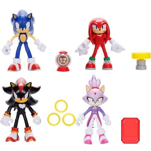  Sonic The Hedgehog Figura de acción de juguete – Figura  Knuckles con Sonic, Knuckles, Amy Rose y Shadow Figuras de acción de 4  pulgadas - Sonic The Hedgehog Toys : Juguetes y Juegos