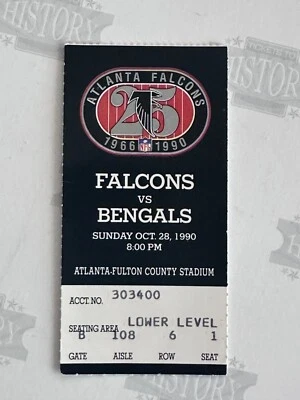 1990 Bengals Falcons Ticket 10/28/90 Deion Sanders 72 Yard Punt Return TD - Image 1 of 2