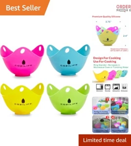 Silicone Egg Poacher Cups Pack of 4 Non-Stick Microwave Stovetop BPA Free - Picture 1 of 10