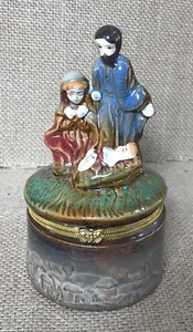 Ceramic Nativity Trinket Box Holy Family Christmas Christian Catholic Religious - Picture 1 of 10
