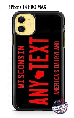 Wisconsin Auto License Plate Blk Red Phone Case For iPhone 14 Samsung A13 Google - Image 1 of 4