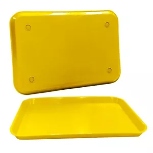 Plastic Eating Food Serving Tray for Cafeteria Lunch Kids 13.25" x 9.75", Yellow