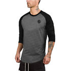 Men'S  Fitness Joint Long Sleeves Three Quarter Sleeve Tee Bodybuilding Shirts