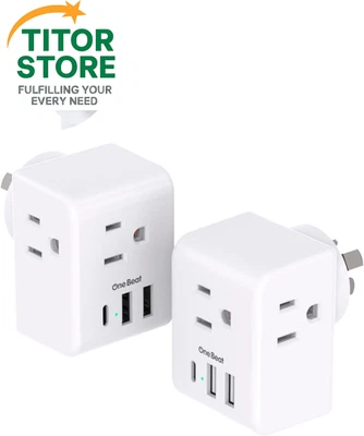 Pacote com 2 adaptadores de plugue de alimentação Austrália Nova Zelândia, branco viagem  - Imagem 1 de 4