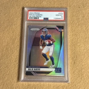 2024 Panini Prizm - Rookies Malik Nabers #370 Silver Prizm (RC) PSA 10 - Foto 1 di 2