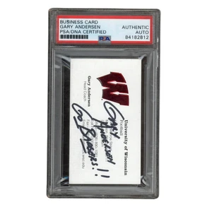 Gary Anderson Signed Inscribed Wisconsin Football Business Card PSA - Picture 1 of 2