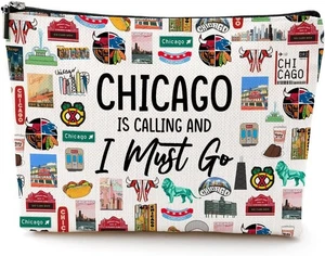 NUEVO Chicago Bolsa de Cosméticos de Viaje Bolsa de Maquillaje Medicina Píldora Bolso de Arpillera Cremalleras - Imagen 1 de 5