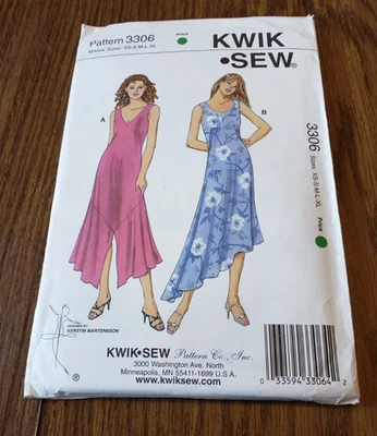 Kwik Sew Pattern 3306 Summer Dress 2 Styles 2 Lengths Misses Size XS - XL - Image 1 of 2