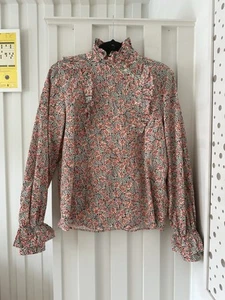 Women’s Aligne Fallyn Frill Placket Bib Floral Blouse Size UK 12 Worn Once - Picture 1 of 14
