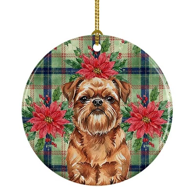 Adorno de cerámica rojo de Navidad Poinsettas de Bruselas WDK8548CO1 Foto 1 de 3