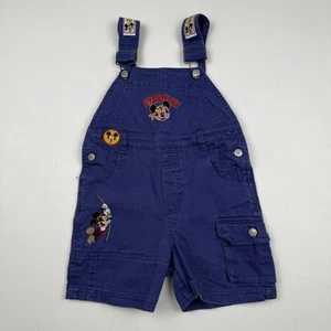 Vintage Disney Pirate Mickey Mouse Overalls Toddler 3T Blue Embroidered Shorts - Picture 1 of 9