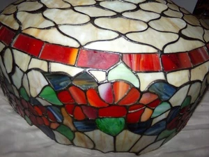 Tiffany Style Large Ceiling Lamp 21"x 14" Stained Glass Shade Made in CANADA - Picture 1 of 5