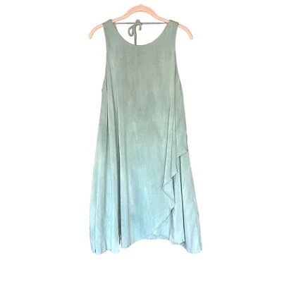 Wasabi + Mint Woman’s Medium A-line Dress Sage Green Asymmetric Hem Lagenlook - Image 1 of 4