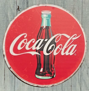 LARGE 36IN Classic Coke Glass Bottle Coca-Cola Antique Style METAL Hanging Sign - Picture 1 of 9