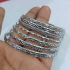 925 Sterling Silver Bangles, Handmade Set of 7, Elegant Jewelry for Daily Wear,