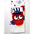 Patriotyczna Sowa Ręcznik kuchenny Lato Ptak Wakacje Top Hat Pinwheel Czerwony Biały Niebieski