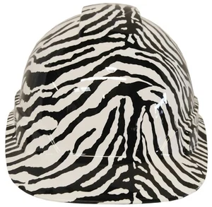 Hydro Dipped Hard Hat Ridgeline Cap Style Custom White Zebra  - Picture 1 of 7