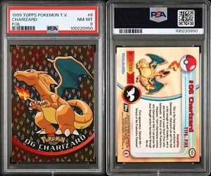 1999 Topps Pokémon T.V. Charizard #6 PSA Mint 8 Foil flames BLACK TOPPS LOGO - Bild 1 von 3