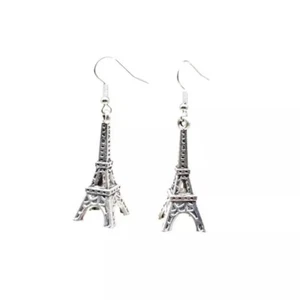 New Large Fashion Silver Paris Eiffel Tower Charm 2" Hook Dangle Drop Earrings - Picture 1 of 1