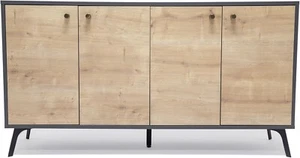 Raveena EMMA 57" Dark Gray Oak Sideboard | 4-Door Buffet Cabinet & Media Console - Picture 1 of 7