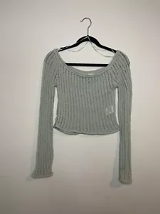 Cotton On Off Shoulder Ruched Knit Top Sage Green See Through Women Sz Medium - Picture 1 of 7