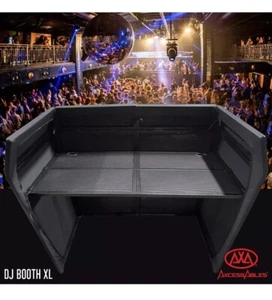 AxcessAbles DJ Booth XL Portable DJ Facade Booth Table with Black & White Scrims - Picture 1 of 9