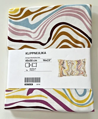 Ikea KLIPPNEJLIKA Pillow Cushion Cover 16"x23" Off White Multicolor Abstract New - Image 1 of 4