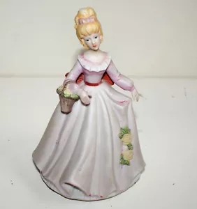 Musical Ceramic Lady with Basket Music Box - Picture 1 of 8