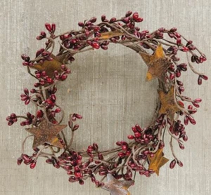 Pip Berry Ring With Stars, Burgundy, 4", Primitive Home Decor - Picture 1 of 1