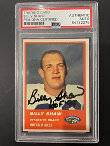 Billy Shaw signierte 1963 Fleer Karte mit "HOF 99" Buffalo Bills HOF PSA/DNA Auth - Bild 1 von 3