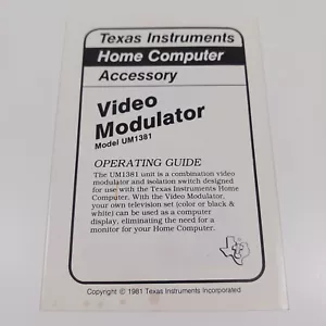 Texas Instruments Home Computer Accessory Video Modulator UM1381 Manual Guide - Picture 1 of 4