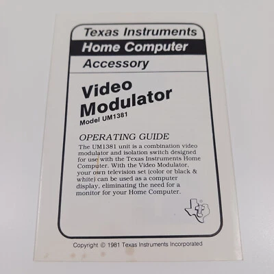 Texas Instruments Home Computer Accessory Video Modulator UM1381 Manual Guide - Image 1 of 4