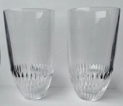 WEDGEWOOD VERA WANG 2-WEDGEWOOD / VERA WANG "CHIME" HIGHBALL CRYSTAL DRINKING GLASS-Signed