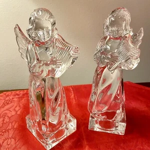 Vintage Hand Cut Crystal Glass Angel Figurines Mikasa Germany Herald Collection - Picture 1 of 7