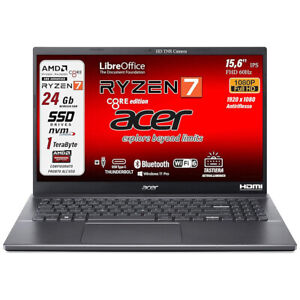 Notebook PC Acer Aspire AMD Ryzen 7 8Core SSD 1 TB RAM 24 GB 15,6" FullHD Retro
