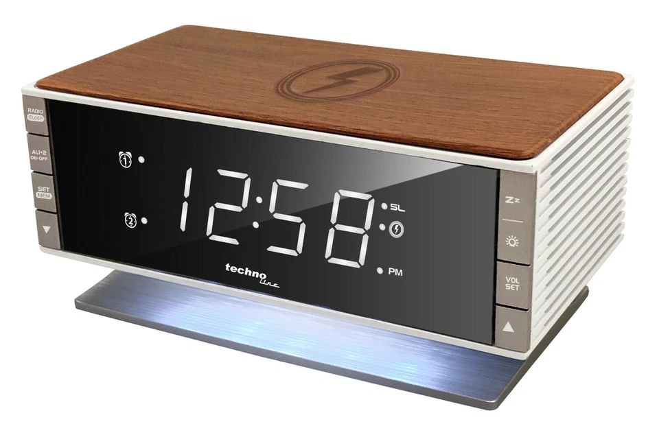 Technoline mit Qi-Ladefläche Retro WT487 Wireless Charger, Holz-Optik - Bild 1 von 4