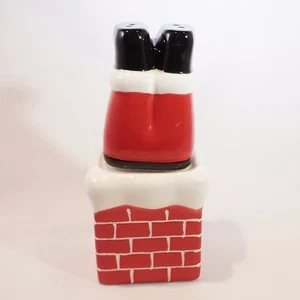 Santa in Chimney Ceramic Decorative Salt and Paper Shakers Set - Picture 1 of 8