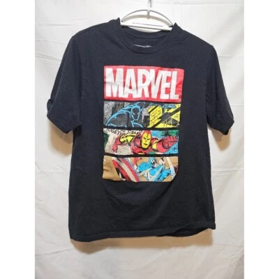 Camiseta gráfica Marvel cómic superhéroe camiseta negra niños talla mediana Foto 1 de 3