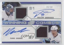 2021 SPx Winning Combos Jersey Patch Auto 15/50 Philipp Grubauer Yanni Gourde