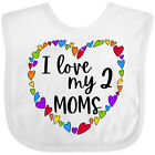 Inktastic I Love My Two Moms- Pride Rainbow Hearts Baby Bib Lgbt Kids Parents