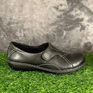 Clarks Ashland Loafer Womens 7 M Black Shoes Flat Leather Slip On Casual Comfort - Picture 1 of 14