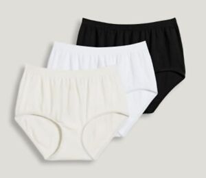 New Jockey Women's size 8 Brief Underwear Cotton Comfies 3 Pack White Black Ivor