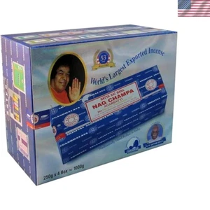 4 Packs of Sai Baba Nag Champa Incense (1,000g) - Quality Wooden Stick Agarbatti - Picture 1 of 2