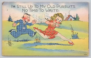Comic Postcard Wellman Artist: Couple, Man Still Up To Old Pursuits Of Woman - Picture 1 of 2