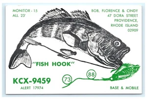 Fish Hook KCX 9459 Providence R.I. Rhode Island QSL Card Fish Lure Art A14 - Picture 1 of 2