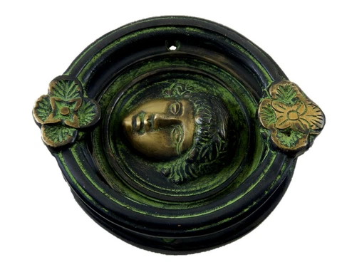 Face Shape Vintage Antique Finish Handmade Brass Door Knocker Pull Home Decor Cover