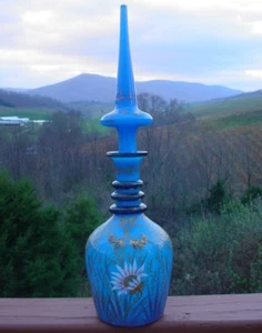 Beautiful Antique Persian Blue Opaline Glass Decanter 22" High - Picture 1 of 12