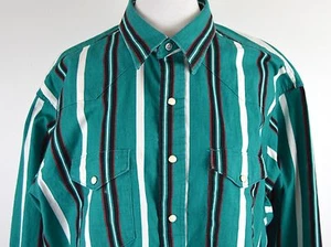 Wrangler Western 2XL Hemd Druckknopf grün rot weiß gestreift Langarm Cowboy - Bild 1 von 1