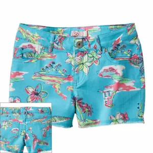 $24 NWT ☀ADJUSTABLE WAIST☀ Shorts Sz 8 Blue TROPICAL Girls New - Picture 1 of 1