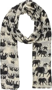 Lightweight Large White Elephant Print Ladies Fashion Scarf 170cmx80cm UK Seller - Picture 1 of 1